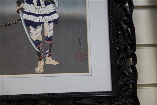 A Yoshitoshi woodblock, Yorimasa and the Cuckoo, signed, 13 x 9in.